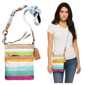 Vintage Y2K Coach Hamptons Watercolor Striped Crossbody Swingpack